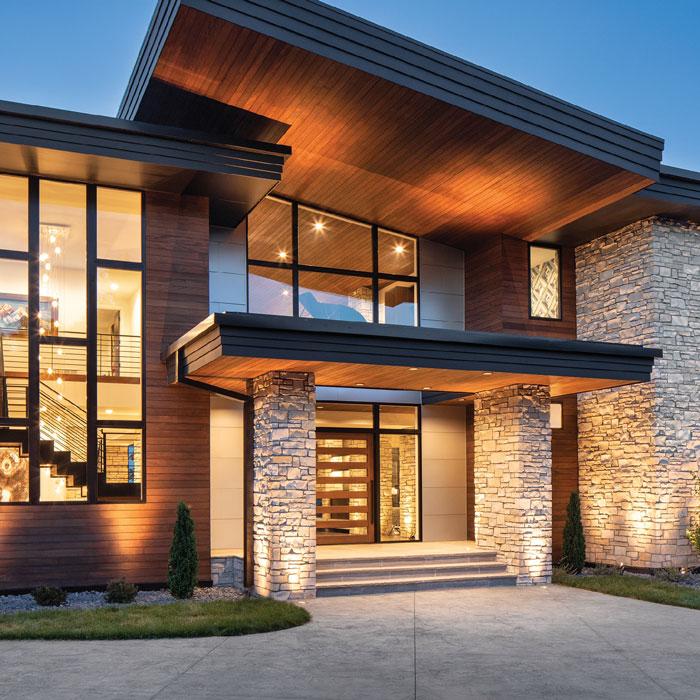 modern home with lots of large windows