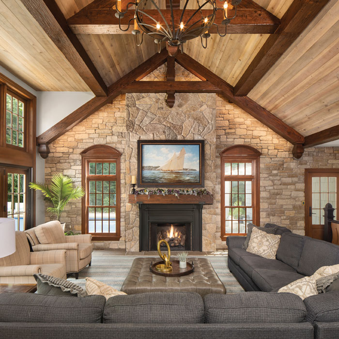 traditional looking interior with wood frame windows