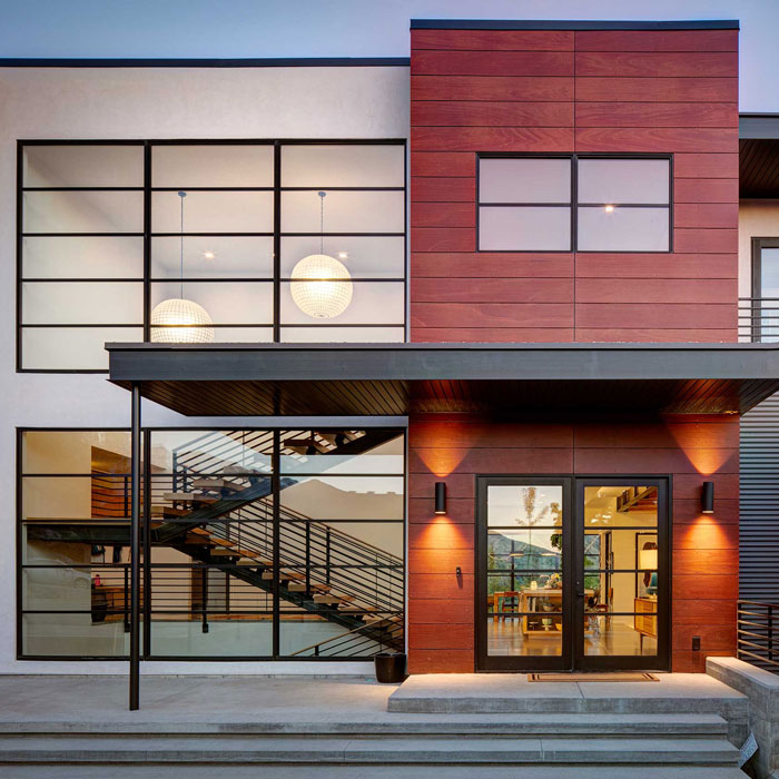 modern home with large windows
