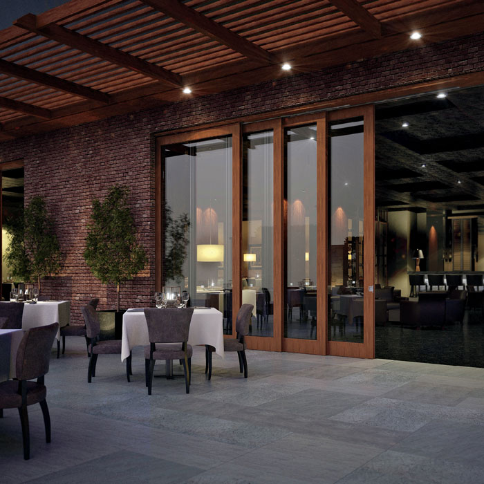 Commercial Restaurant With Large Windowed Doors in Oklahoma City