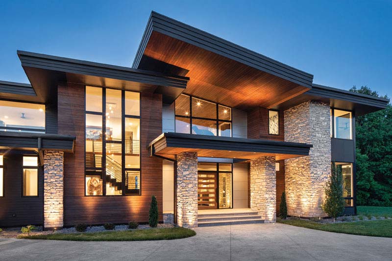 modern home with lots of large windows